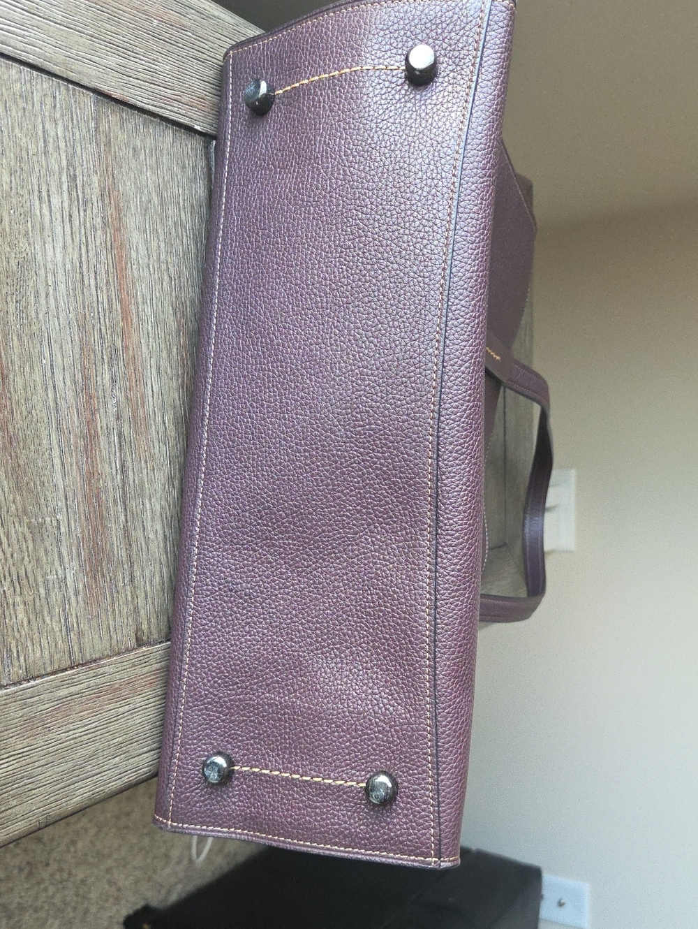Coach Charlie 28 Carryall in Oxblood/Silver pebbled leather (Style #29529). - Picture 10 of 12